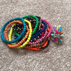 Colorful bracelets and ring